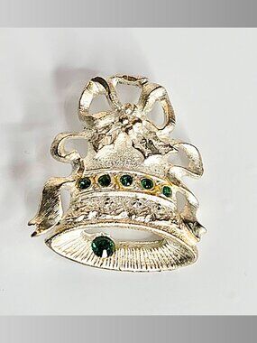 Vintage Christmas Silver Bell Brooch